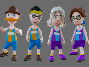 Cartoon characters sports team Modelo 3D