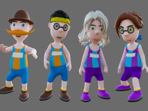 Equipe de esportes de personagens de desenhos animados Modelo 3D