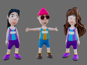 Equipe de esportes de personagens de desenhos animados Modelo 3D