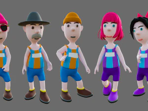 Equipe de esportes de personagens de desenhos animados Modelo 3D