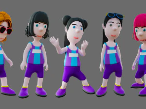 Equipe de esportes de personagens de desenhos animados Modelo 3D