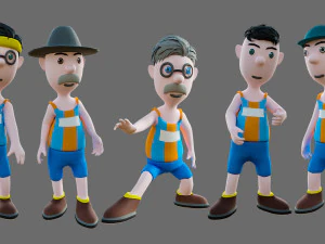 Equipe de esportes de personagens de desenhos animados Modelo 3D