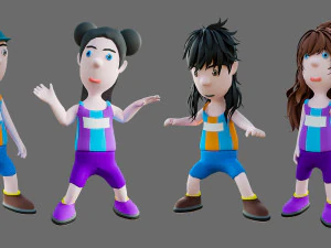 Equipe de esportes de personagens de desenhos animados Modelo 3D