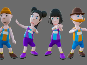 Equipe de esportes de personagens de desenhos animados Modelo 3D