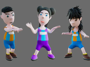 Equipe de esportes de personagens de desenhos animados Modelo 3D