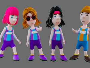 Equipe de esportes de personagens de desenhos animados Modelo 3D