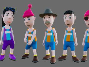 Equipe de esportes de personagens de desenhos animados Modelo 3D