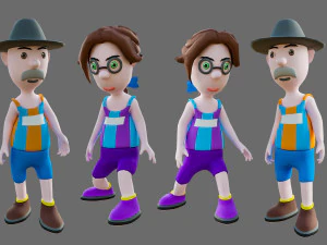 Equipe de esportes de personagens de desenhos animados Modelo 3D