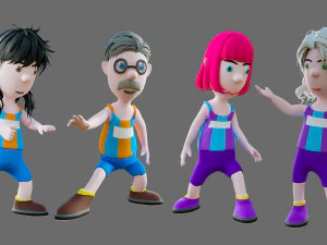 Equipe de esportes de personagens de desenhos animados Modelo 3D