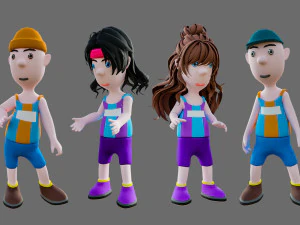 Equipe de esportes de personagens de desenhos animados Modelo 3D
