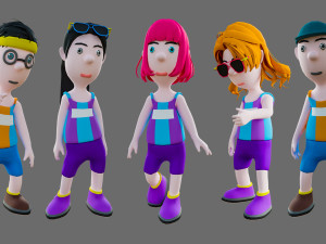 Cartoon characters sports team Modelo 3D