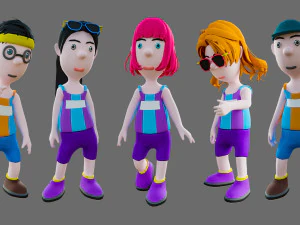 Equipe de esportes de personagens de desenhos animados Modelo 3D