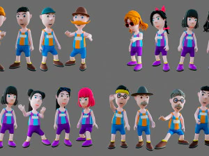 Equipe de esportes de personagens de desenhos animados Modelo 3D