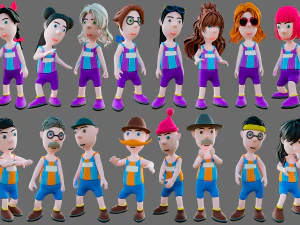 Equipe de esportes de personagens de desenhos animados Modelo 3D