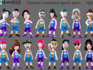 Equipe de esportes de personagens de desenhos animados Modelo 3D