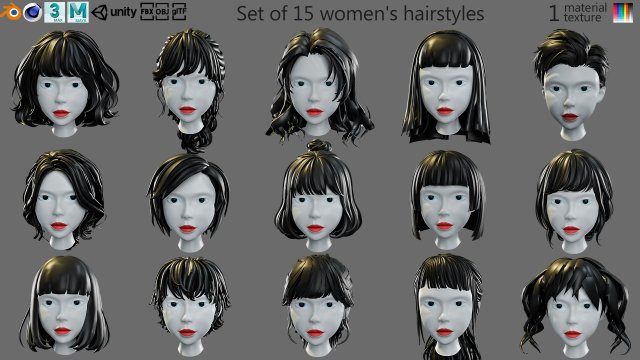 Cartoon woman hairstyle Modèle 3D .c4d .max .obj .3ds .fbx .stl .blend 