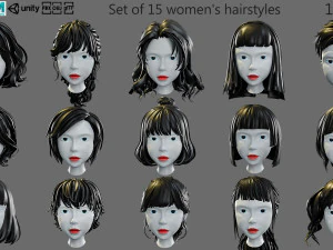 Penteado de mulher de desenho animado Modelo 3D