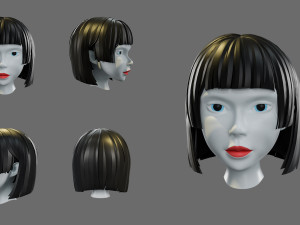 Cartoon woman hairstyle Modèle 3D