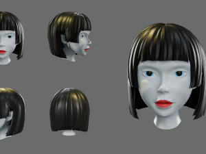 Cartoon woman hairstyle 3D Model