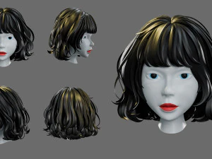 Cartoon woman hairstyle 3D Model