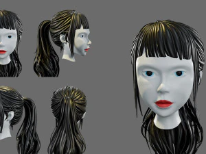 Cartoon woman hairstyle 3D Model