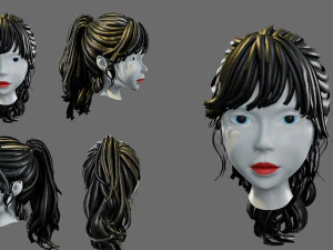 Cartoon woman hairstyle 3D Model
