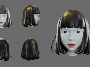 Cartoon woman hairstyle 3D Model