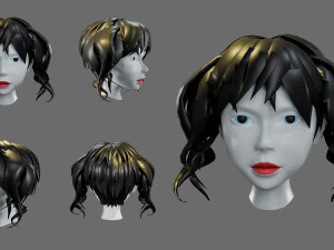 Cartoon woman hairstyle 3D Model
