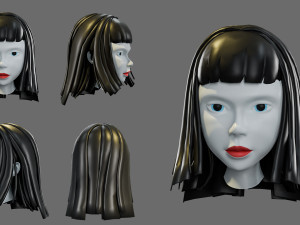 Cartoon woman hairstyle Modèle 3D