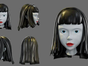 Cartoon woman hairstyle 3D Model