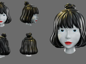 Cartoon woman hairstyle 3D Model