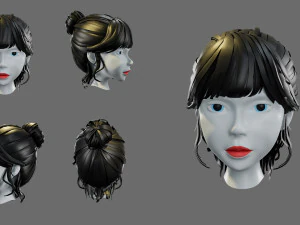 Cartoon woman hairstyle 3D Model