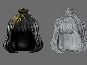Cartoon woman hairstyle 3D Model
