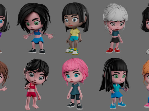 Characters kids 3D Model