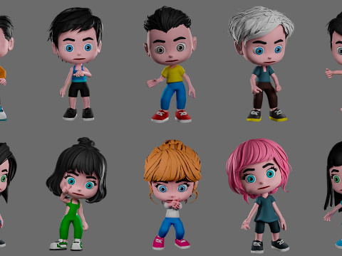 Characters kids 3D Model