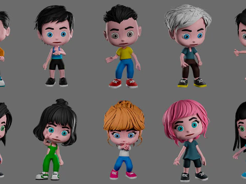 Characters kids 3D Model