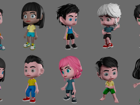 Characters kids 3D Model