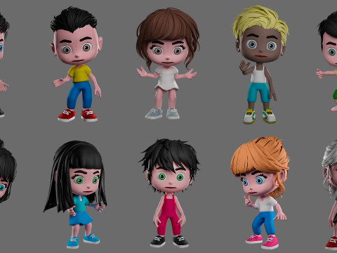 Characters kids 3D Model