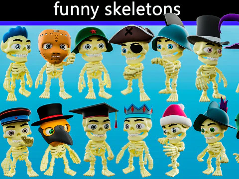 Funny skeletons 3D Model
