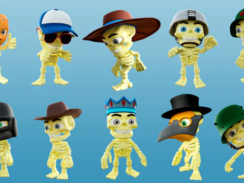 Funny skeletons 3D Model