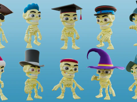 Funny skeletons 3D Model
