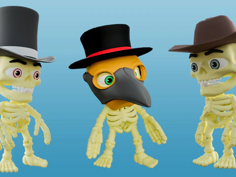 Funny skeletons 3D Model