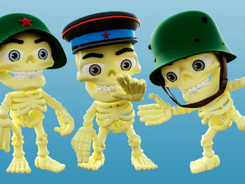 Funny skeletons 3D Model