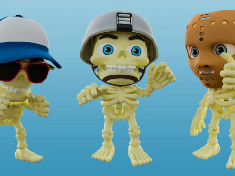 Funny skeletons 3D Model