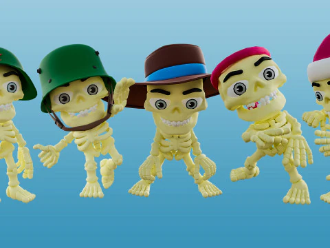 Funny skeletons 3D Model