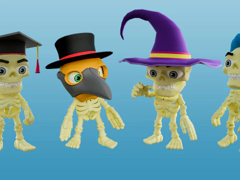Funny skeletons 3D Model