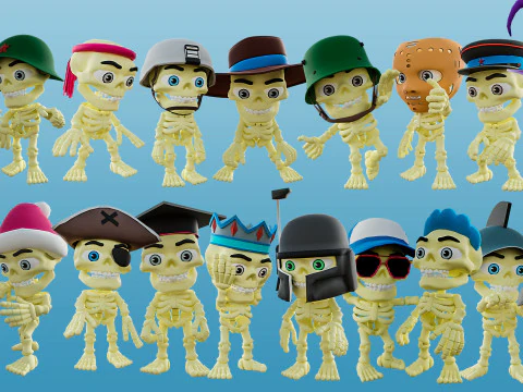 Funny skeletons 3D Model