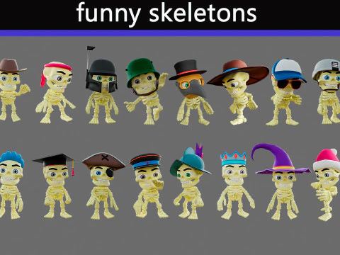 Funny skeletons 3D Model