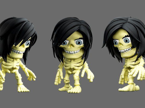 Skeletons with hairstyles 3D Model