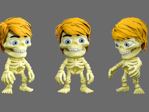 Skeletons with hairstyles 3D Model